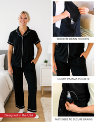 Post Surgery Mastectomy Recovery Pajamas Set with Internal Drainage Pockets
