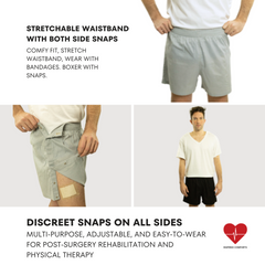 Post Surgery Recovery Tearaway Cotton Boxer Briefs w/ Snap Access (Two Pack)