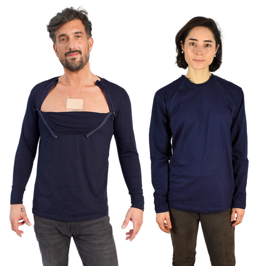 Unisex Chemotherapy Port Access Shirt - Full Sleeve