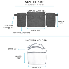 Mastectomy & Post Surgery Drain Carrier Belt & Shower Holder (Two Pack)