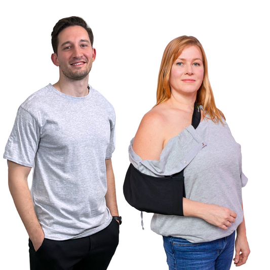 Right Shoulder and Side Recovery and Rehab Shirt with Easy Open Snaps - Round Neck