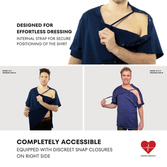 Surgery Recovery Shirt with Left Side Snap Access