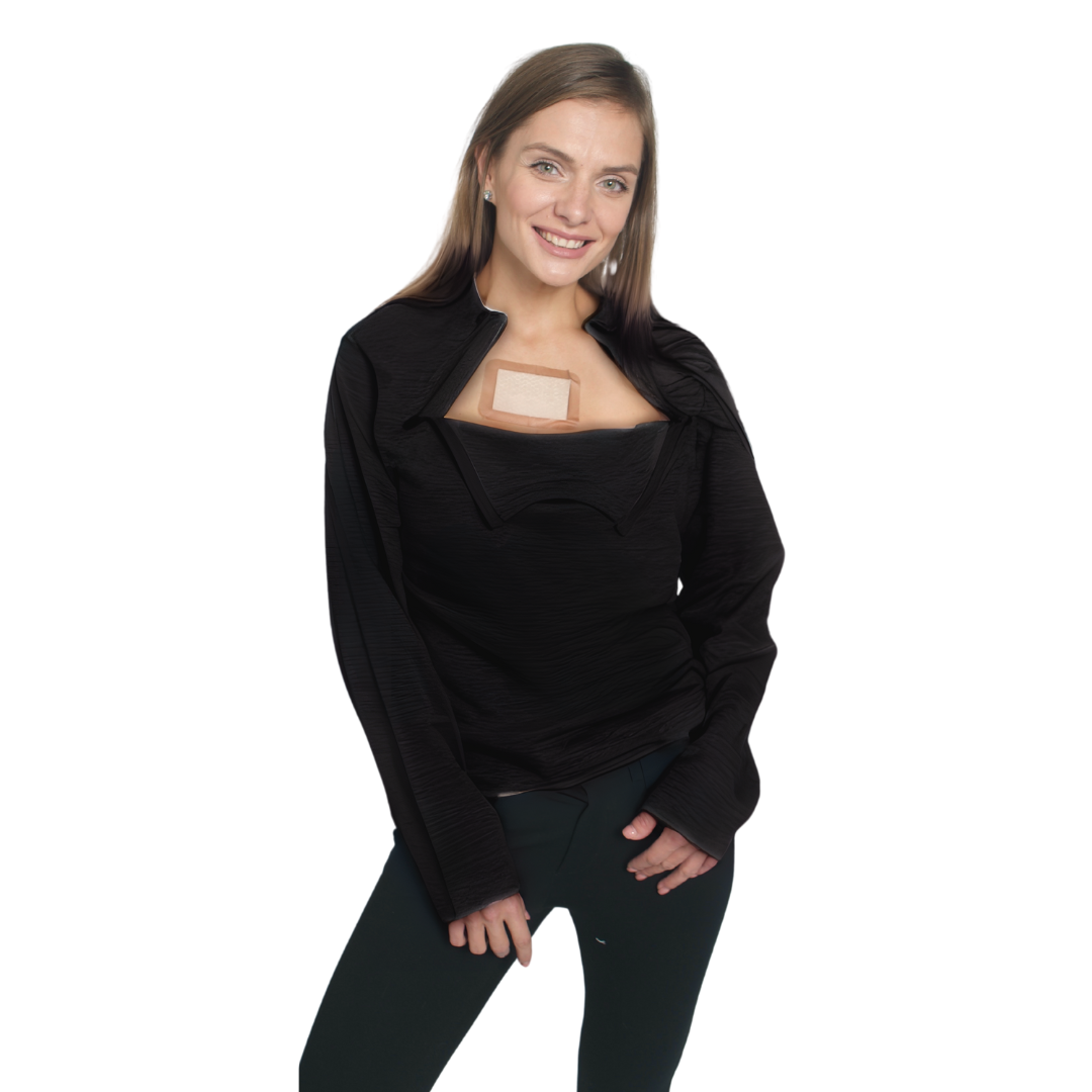 Women’s Chest Port Access Shirt – Long Sleeve Black