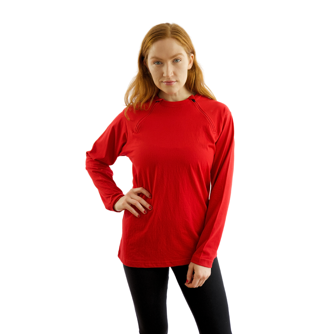 Women’s Chest Port Access Shirt – Long Sleeve Red
