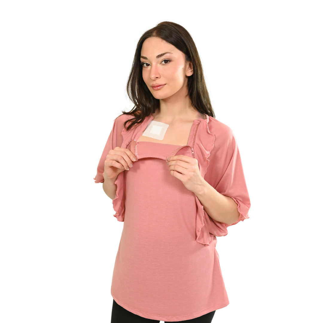 Women’s Ruffle Port Access Top Pink