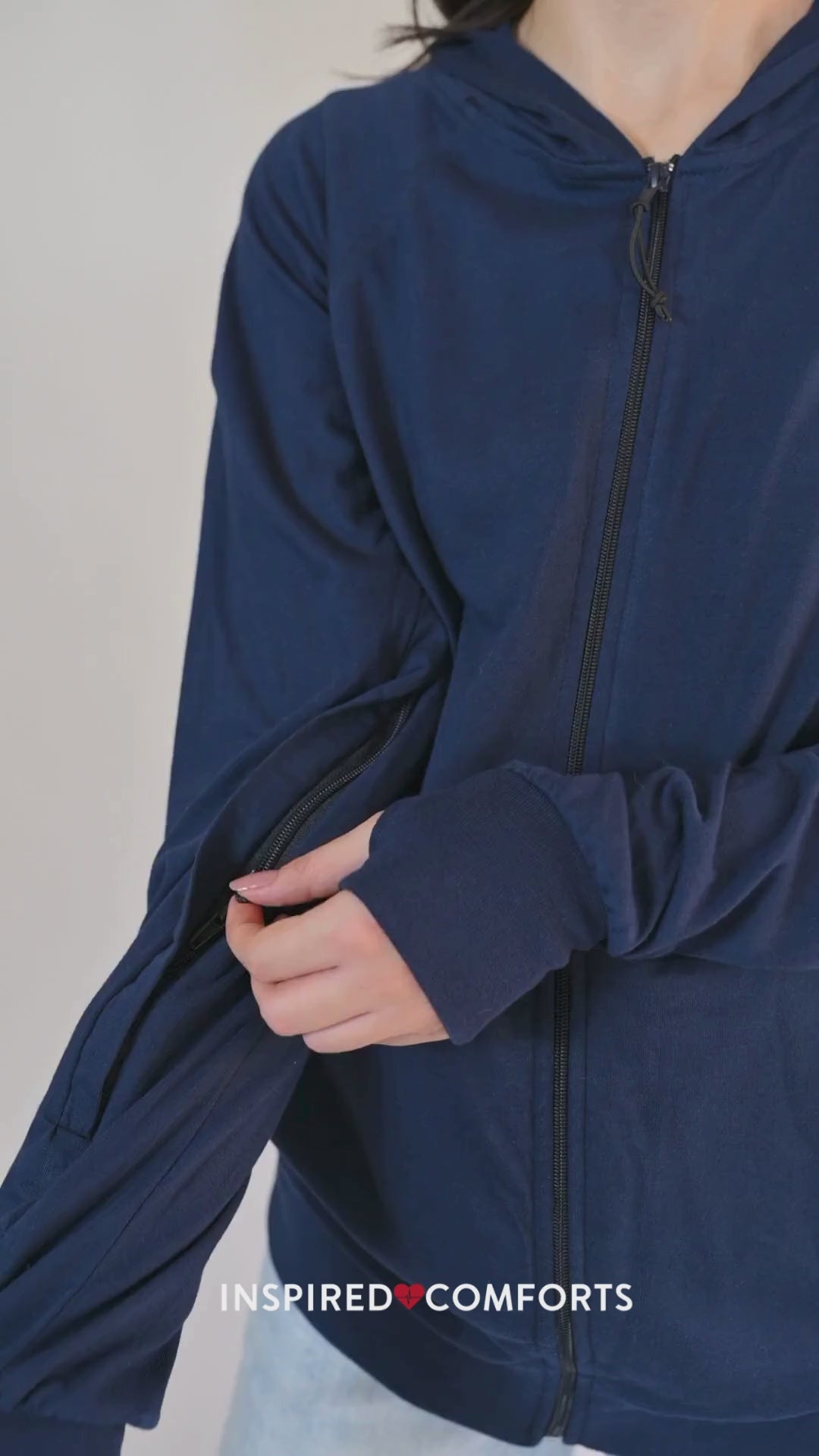 Dialysis Unisex IV Hoodie with Two Way Arm Access Zip & Thumb Holes