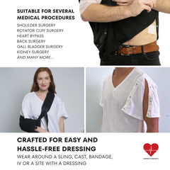 Surgery Recovery Shirt with Left & Right Side Snap Access - V Neck