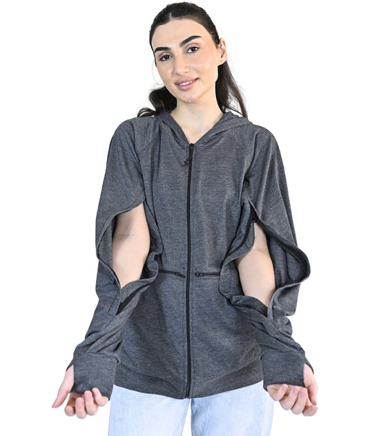 Dialysis Unisex IV Hoodie with Two Way Arm Access Zip & Thumb Holes