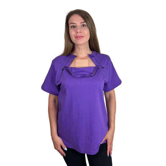 Women's Chemotherapy Port Access Shirt - Half Sleeve