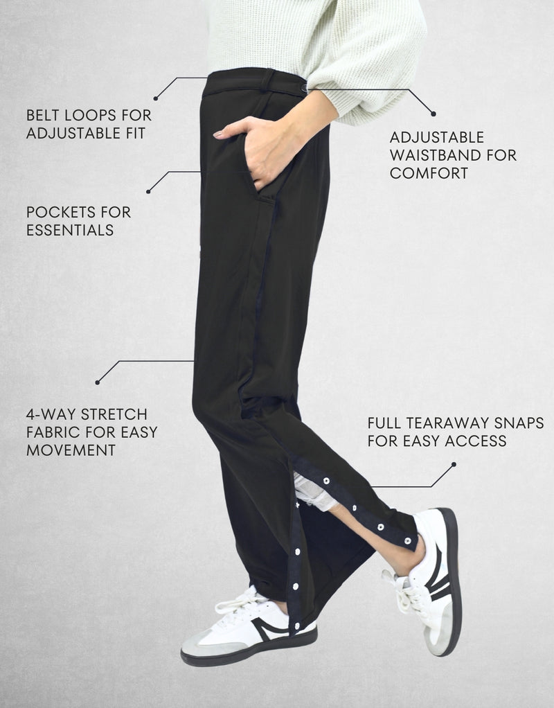 Side Snaps Down Each Leg