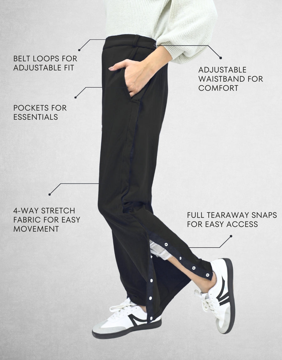 Side Snaps Down Each Leg