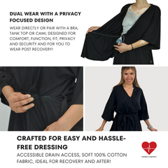Women's Mastectomy Wrap Over Tie Top with Drain Pockets