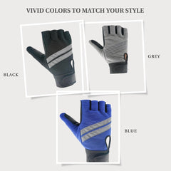 Inspired Comforts Wheelchair Gloves Fingerless Full Thumb with Anti-Slip Grip, Breathable & Reflective