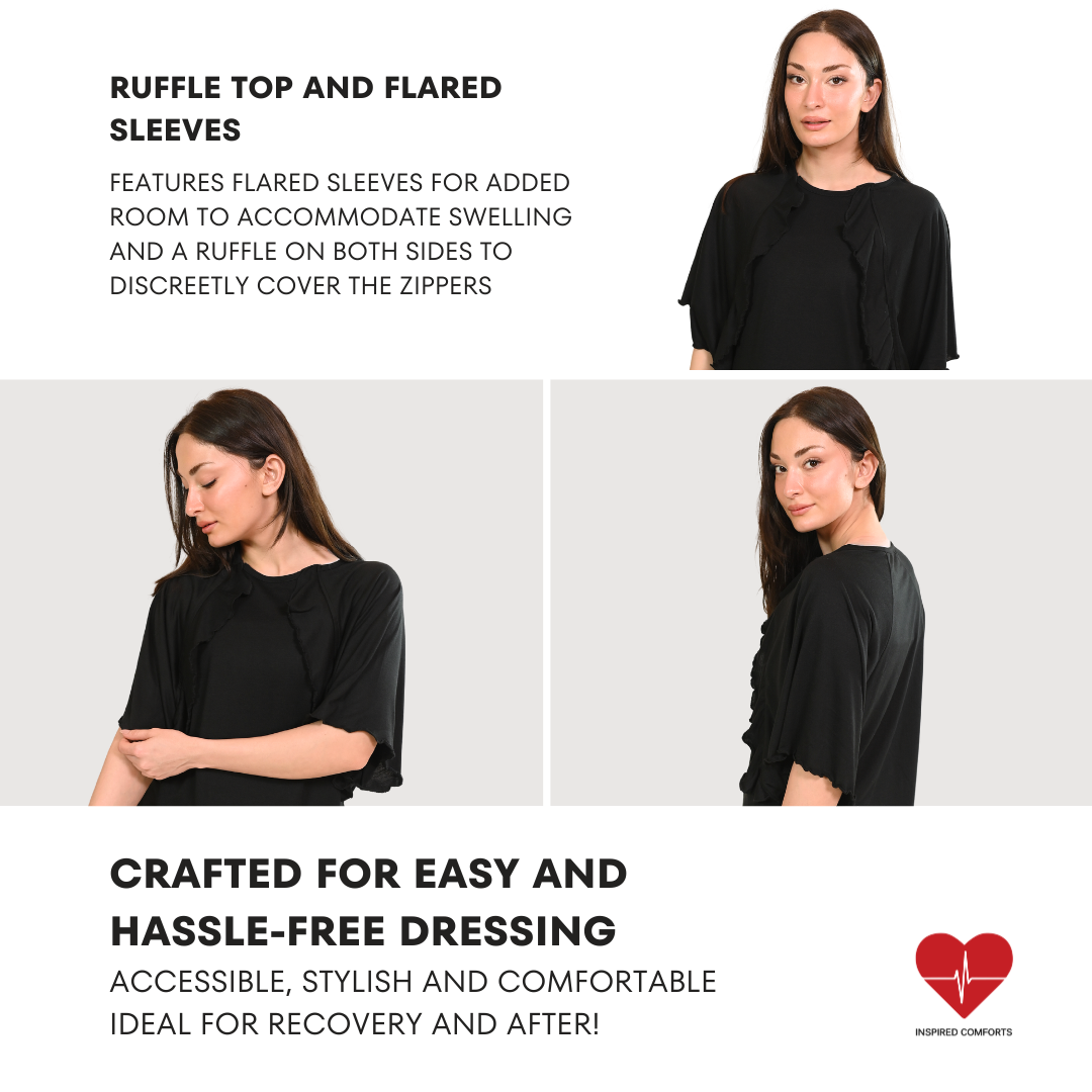 Women’s Ruffle Port Access Top Black 2