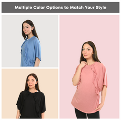 Women’s Ruffle Port Access Top Blue 2