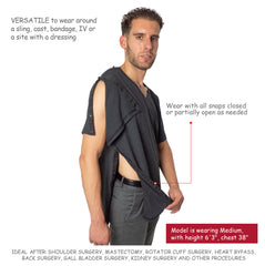 Surgery Recovery Shirt with Right Side Snap Access - V Neck