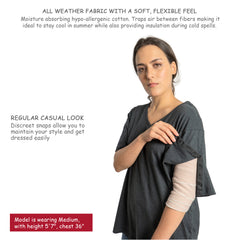 Surgery Recovery Shirt with Right Side Snap Access - V Neck